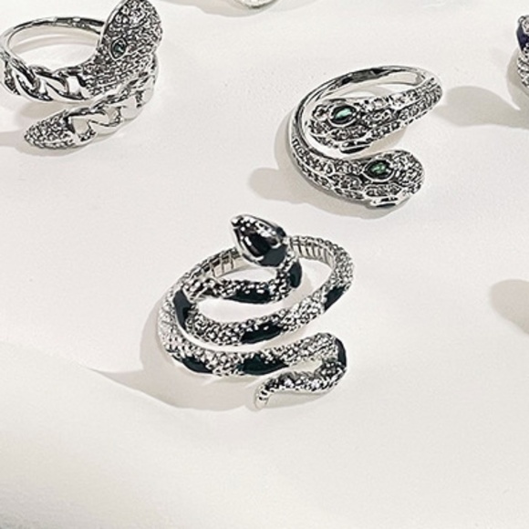 3/$35 Snake Design Statement Copper Ring Adjustable Silver Tone Jewelry - Picture 6 of 7